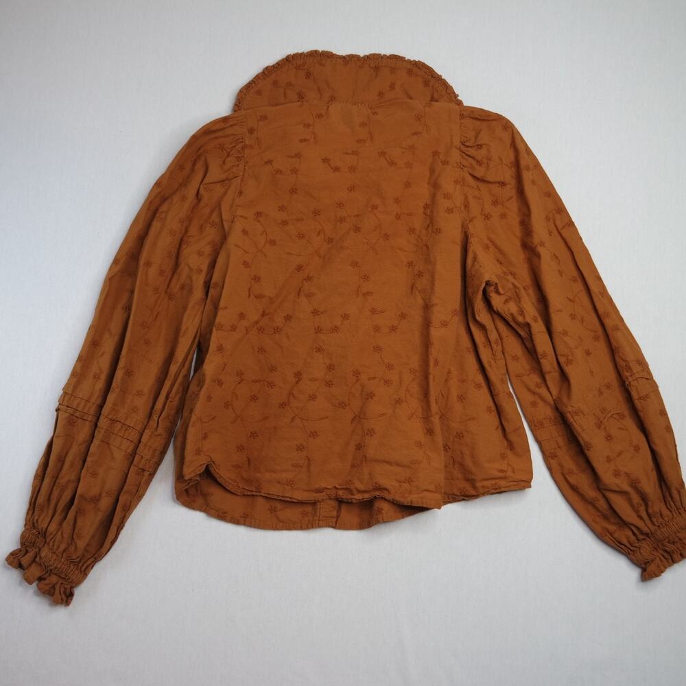Universal Thread Balloon Long Sleeve Blouse Top Lt Brown Peasant Boho Ruffle M - Picture 6 of 6
